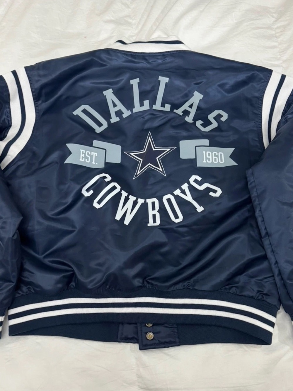 Vintage Starter Dallas Cowboys Satin Bomber NFL Snap Jacket- Men’s medium!